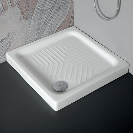 Piatto doccia 80x80 quadrato in ceramica + Piletta Sifonata Diametro 10 cm. Marca Dian
