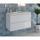 Mobile bagno bianco larice completo lavabo in ceramica + specchio led 100 x 60 cm da selezionare in fase di ordine