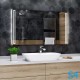 Mobile bagno rovere grigio completo lavabo in ceramica + specchio led 80 x 60 cm da selezionare in fase di ordine