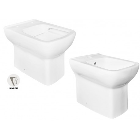 Sanitari New Orleans di Linpha Sanitary Vaso con tecnologia rimless + Bidet in Ceramica Bianca Lucida