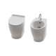 Sanitari filomuro wc rimless + bidet in ceramica bianco con copriwc slim soft close Gran Mascalzone Domus Falerii