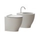 Sanitari filomuro wc rimless + bidet in ceramica bianco con copriwc slim soft close Gran Mascalzone Domus Falerii