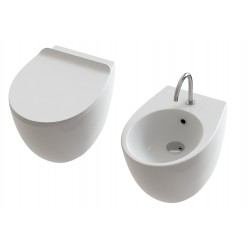 Sanitari Sospesi wc rimless + bidet in ceramica bianco con copriwc slim soft close Gran Mascalzone Domus Falerii