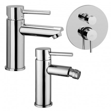 Paffoni Stick Miscelatori Lavabo SK075HCR + Bidet SK135HCR + Incasso Doccia con deviatore SK018CR