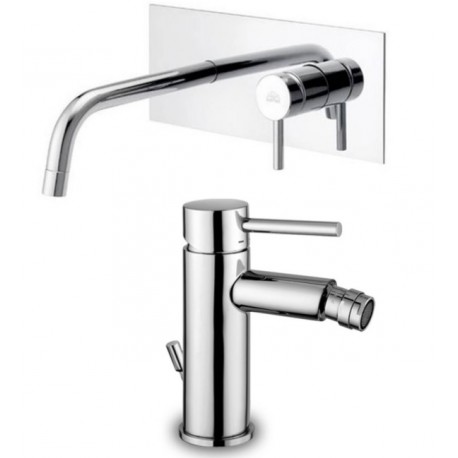 Paffoni Stick miscelatore lavabo incasso a muro con bocca d'erogazione SK105CR + bidet SK135HCR