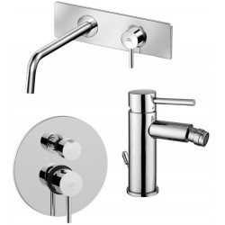 paffoni stick miscelatore lavabo incasso a muro con bocca d'erogazione sk105cr + bidet sk135hcr + Incasso doccia SK018CR