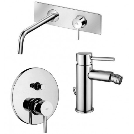 paffoni stick miscelatore lavabo incasso a muro con bocca d'erogazione sk105cr + bidet sk135hcr + Incasso doccia SK015CR