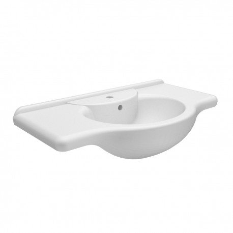 Lavabo Consolle Universale da 75 cm in ceramica bianca lucida