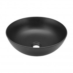 Lavabo in ceramica d'appoggio diametro 38,5 cm nero opaco matt + piletta inclusa