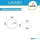 Lavabo diametro 38,5 cm in ceramica lucida d'appoggio altezza 14 cm colore sabbia