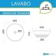 Lavabo diametro 40 cm in ceramica lucida d'appoggio altezza 14 cm con elegante rilievo alla base