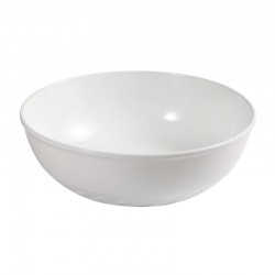 Lavabo diametro 33 cm in ceramica bianca lucida d'appoggio altezza 14 cm con elegante rilievo alla base