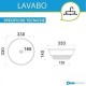 Lavabo diametro 33 cm in ceramica bianca lucida d'appoggio altezza 14 cm con elegante rilievo alla base