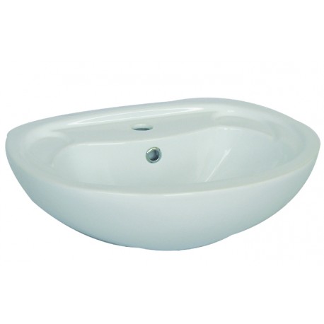 Lavabo a parete in ceramica bianca lucida 40 cm profondità x 50 cm larghezza