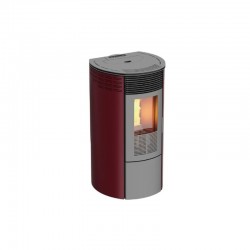 stufa a pellet canalizzata magma modello teide 10kw colore bordeaux