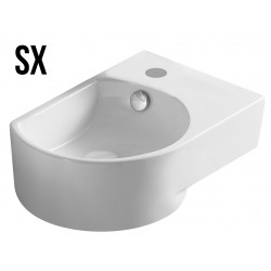 Lavabo a parete SX in ceramica bianca lucida 27 cm profondità x 40,5 cm larghezza