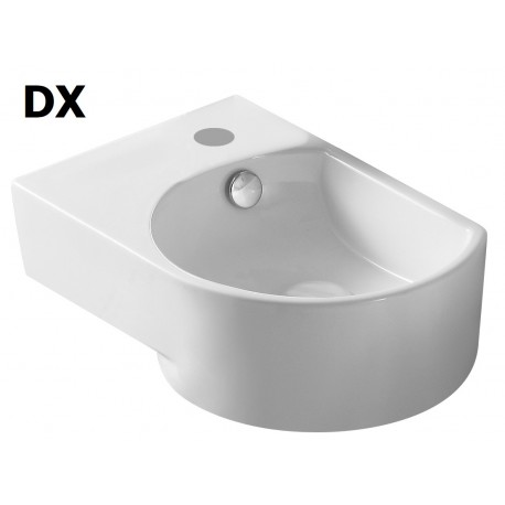 Lavabo a parete DX in ceramica bianca lucida 27 cm profondità x 40,5 cm larghezza