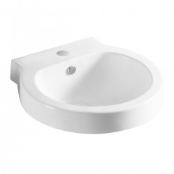 Lavabo a parete in ceramica bianca lucida 51,5 cm profondità x 49,5 cm larghezza