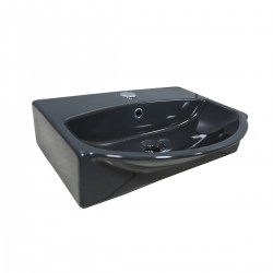 Lavabo a parete in ceramica nero lucido 41 cm profondità x 50 cm larghezza