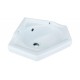 Lavabo ad angolo in ceramica bianca 36x36 cm predisposto per rubinetteria a parete serie stilo