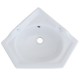 Lavabo ad angolo in ceramica bianca 36x36 cm predisposto per rubinetteria a parete serie stilo