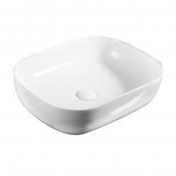 Lavabo d'appoggio in ceramica bianca lucida 49 cm larghezza x 39,5 cm profondità