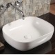 Lavabo d'appoggio in ceramica bianca lucida 49 cm larghezza x 39,5 cm profondità