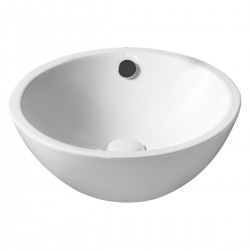 Lavabo circolare d'appoggio in ceramica bianca lucida diametro 39,5 cm