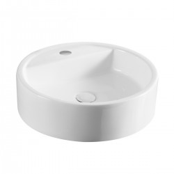 Lavabo a forma circolare d'appoggio in ceramica bianca lucida 49 cm diametro