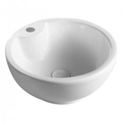 Lavabo a forma circolare d'appoggio in ceramica bianca lucida 40 cm diametro