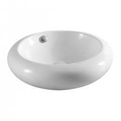 Lavabo a forma circolare d'appoggio in ceramica bianca lucida 51,5 cm diametro