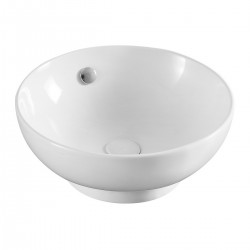 Lavabo a forma circolare d'appoggio in ceramica bianca lucida 41 cm diametro
