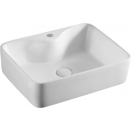 Lavabo d'appoggio in ceramica bianca lucida 49 cm larghezza x 38 cm profondità