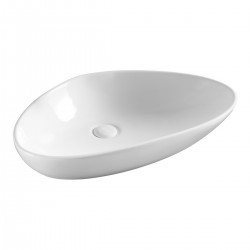 Lavabo d'appoggio in ceramica bianca lucida 58,5 cm larghezza x 38,5 cm profondità