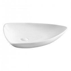 Lavabo d'appoggio in ceramica bianca lucida 66 cm larghezza x 46,5 cm profondità