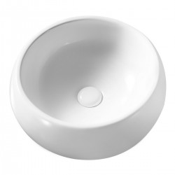 Lavabo a forma circolare d'appoggio in ceramica bianca lucida 39,5 cm diametro