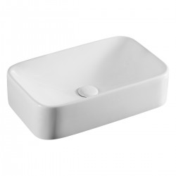 Lavabo d'appoggio in ceramica bianca lucida 48,5 cm larghezza x 28,5 cm profondità