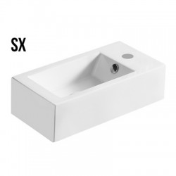 Lavabo d'appoggio SX in ceramica bianca lucida 50 cm profondità x 25,5 cm larghezza