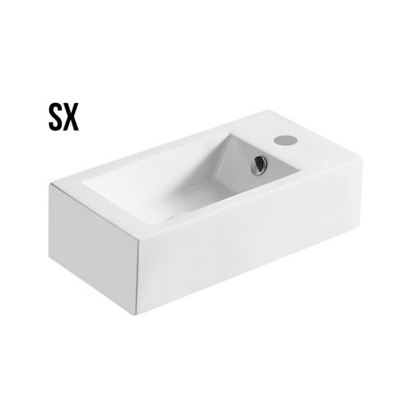 Lavabo d'appoggio SX in ceramica bianca lucida 50 cm profondità x 25,5 cm larghezza