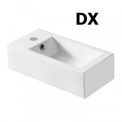 Lavabo d'appoggio DX in ceramica bianca lucida 50 cm profondità x 25,5 cm larghezza
