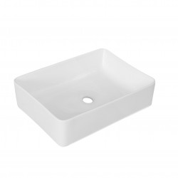 Lavabo d'appoggio a forma rettangolare in ceramica bianca lucida 40,5 cm larghezza x 30,5 cm profondità