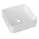 Lavabo d'appoggio a forma quadra in ceramica bianca lucida 38,5 cm larghezza x 38,5 cm profondità