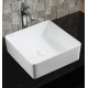 Lavabo d'appoggio a forma quadra in ceramica bianca lucida 38,5 cm larghezza x 38,5 cm profondità