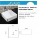 Lavabo d'appoggio a forma quadra in ceramica bianca lucida 38,5 cm larghezza x 38,5 cm profondità