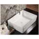 Lavabo d'appoggio a forma rettangolare in ceramica bianca lucida 55 cm larghezza x 39 cm profondità