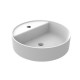 Lavabo d'appoggio a forma circolare in ceramica bianca lucida 45 cm diametro