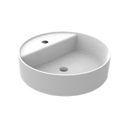 Lavabo d'appoggio a forma circolare in ceramica bianca lucida 45 cm diametro