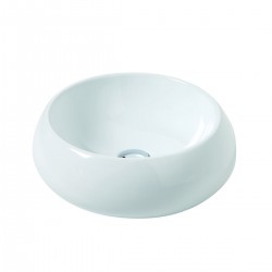 Lavabo d'appoggio a forma circolare in ceramica bianca lucida 45 cm diametro