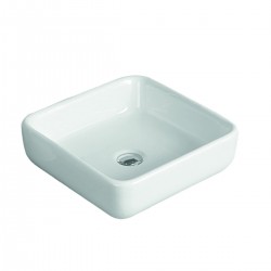 Lavabo d'appoggio in ceramica bianca lucida 66 cm larghezza x 40 cm profondità