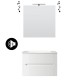 Mobile bagno sospeso Cannettato finitura bianco opaco Linea Ginevra da 70 cm con lavabo, specchio bluetooth + applique integrata